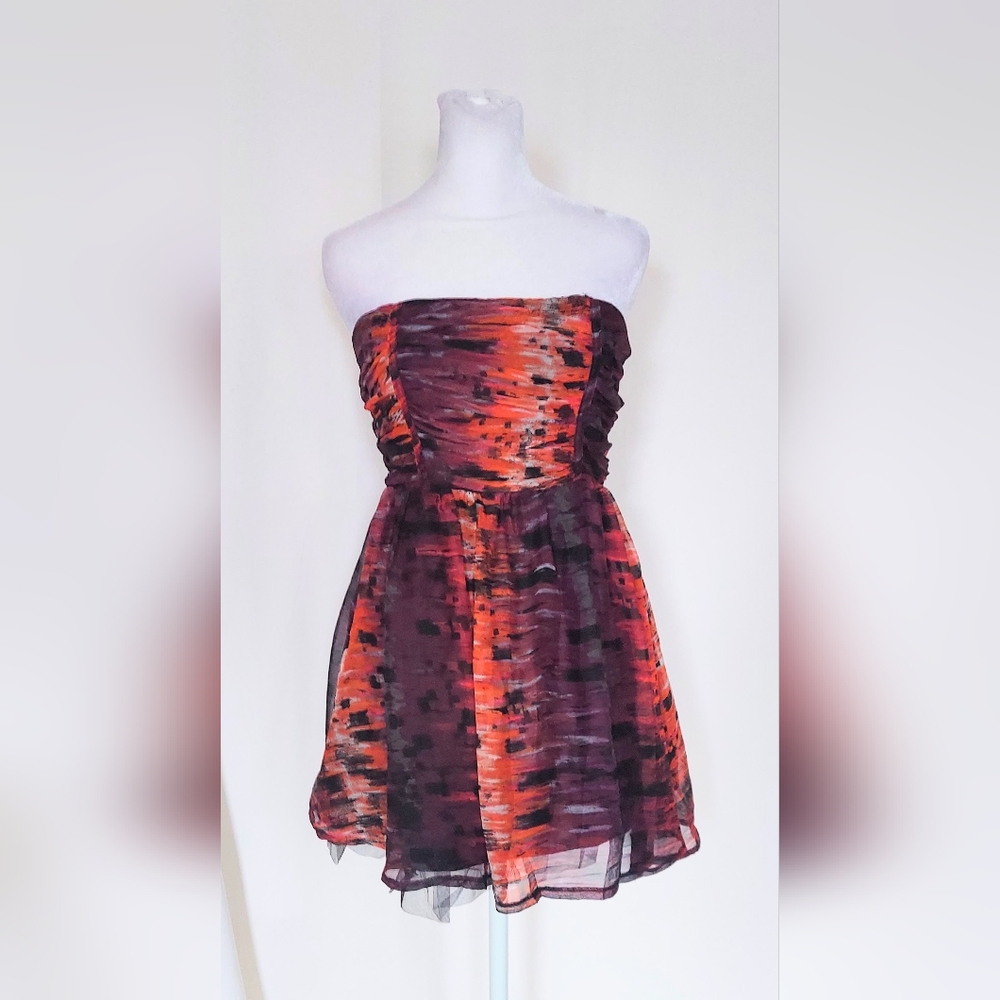 Romeo & Juliet Couture Strapless Mini Dress Purple Black Red Size Medium